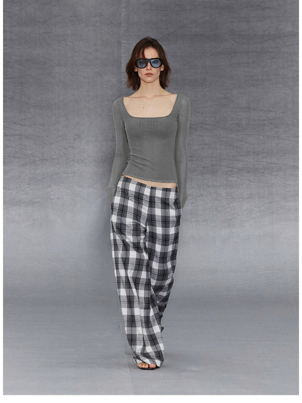 Classic Plaid Wide Leg Pants