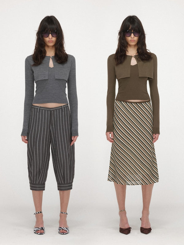 Halterneck Vest and Cardigan Knitted Suit
