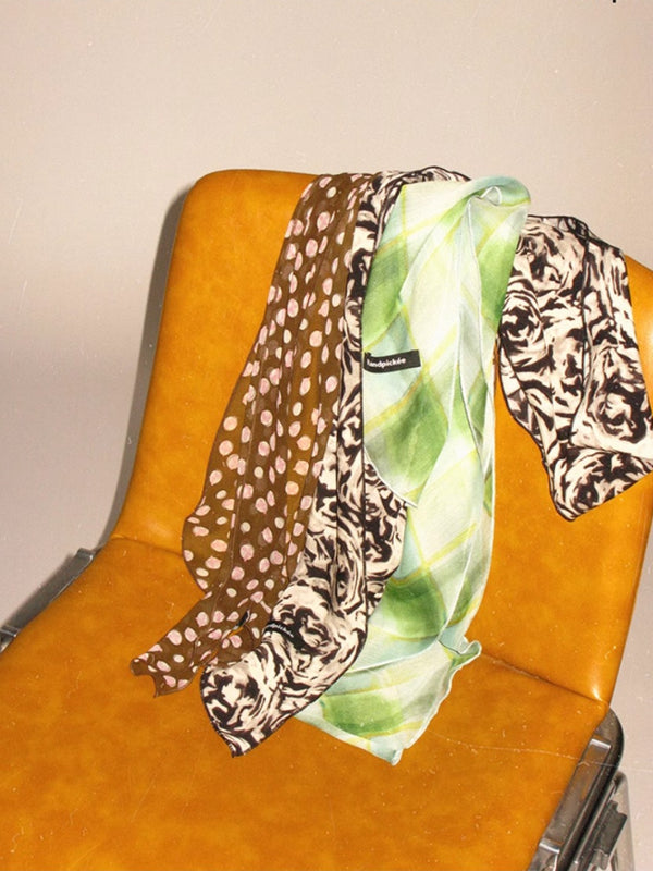 Vintage Print Long Satin Scarf