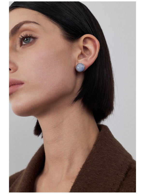 Natural Stone Black Agate Earrings