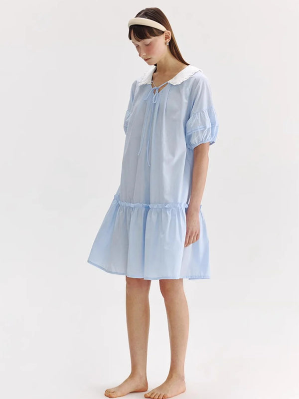 Blue Baby-collar Nightdress