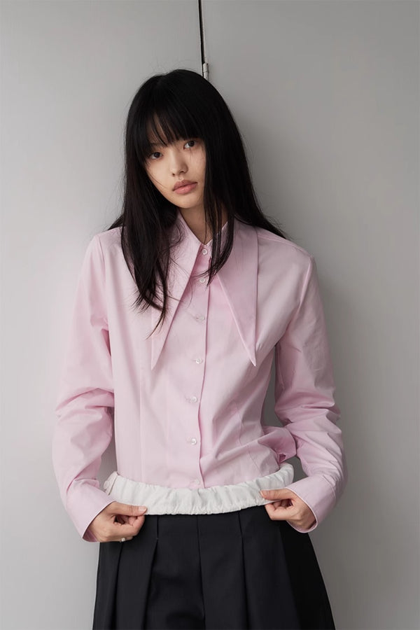 Pinky Pointed-collar Cotton Shirt