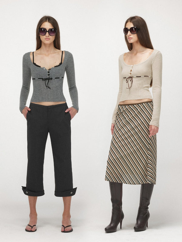 Velvet Lace-up Sweater