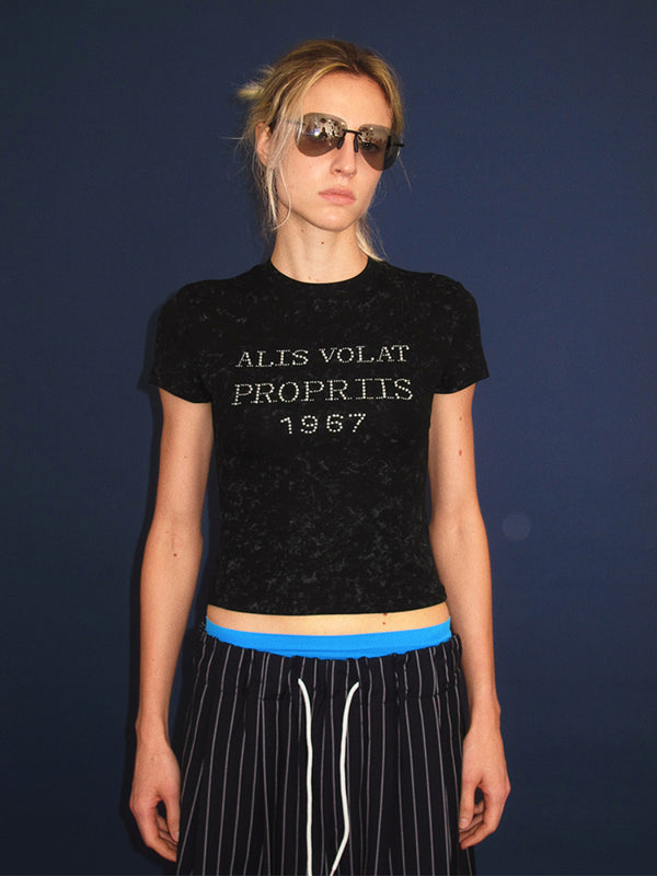 Tencel Tight Short Sleeve Round Neck T-shirt