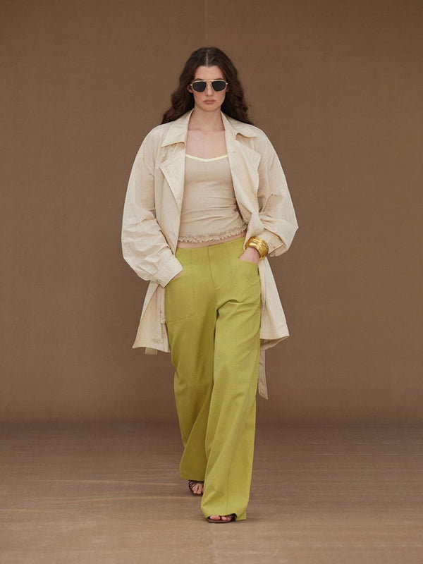 Textured Double Breasted Lightweight Trench Coat