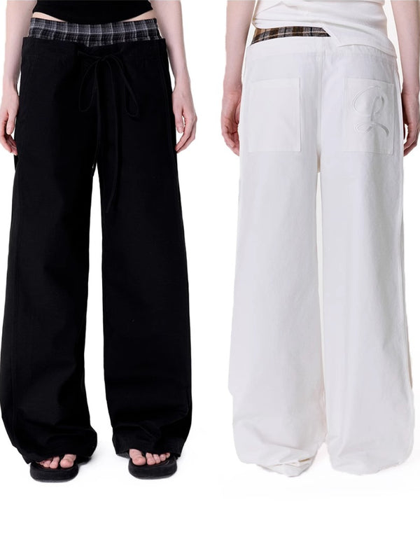 Double Waist Fake Two-piece Pants