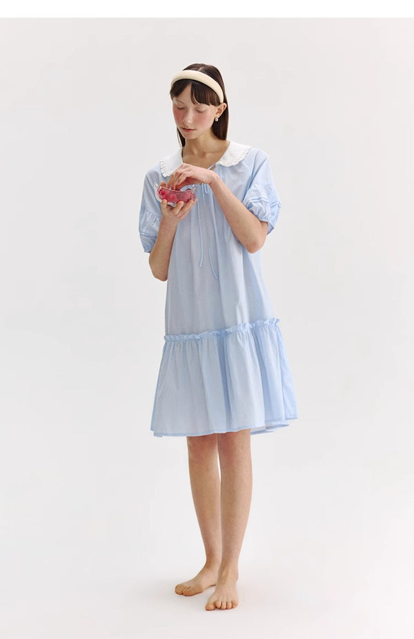 Blue Baby-collar Nightdress