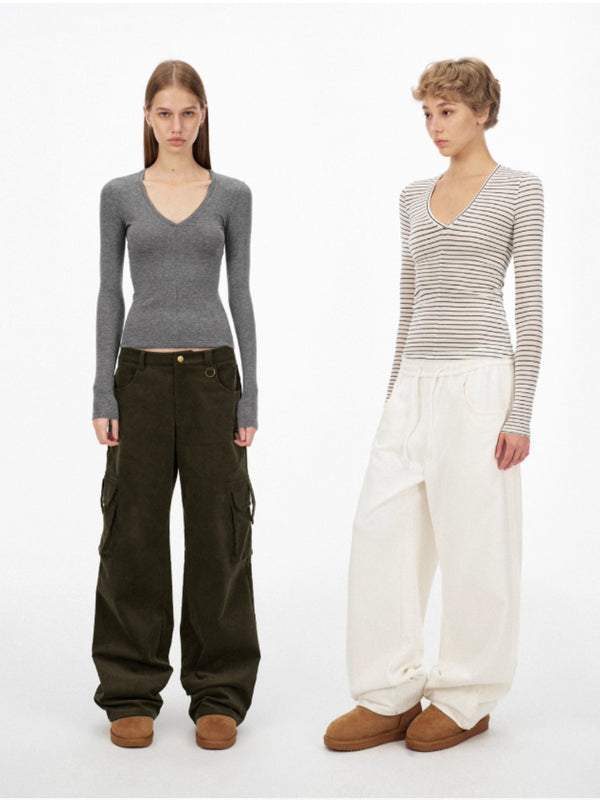 Retro V-neck Wool Knitwear「NEW」