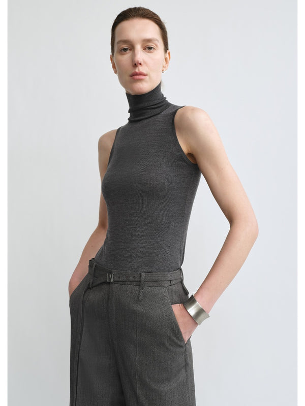 Machine Washable Wool Turtleneck Knit Vest