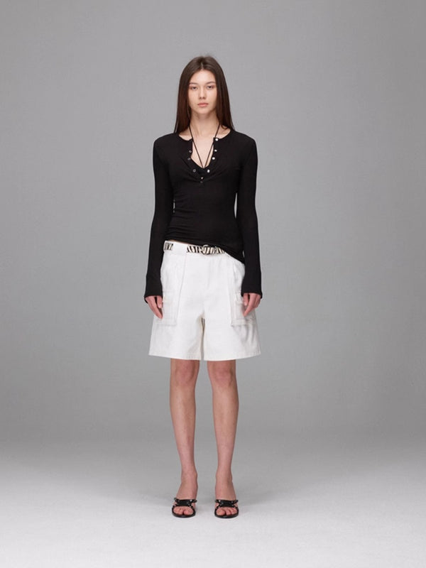Washed Utility Old Money Style Bermuda Shorts