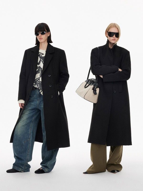 Minimalist Classic Black Wool Coat