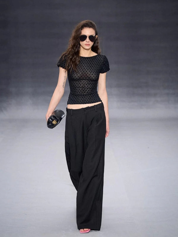 Low-rise Pleated Wide-leg Pants