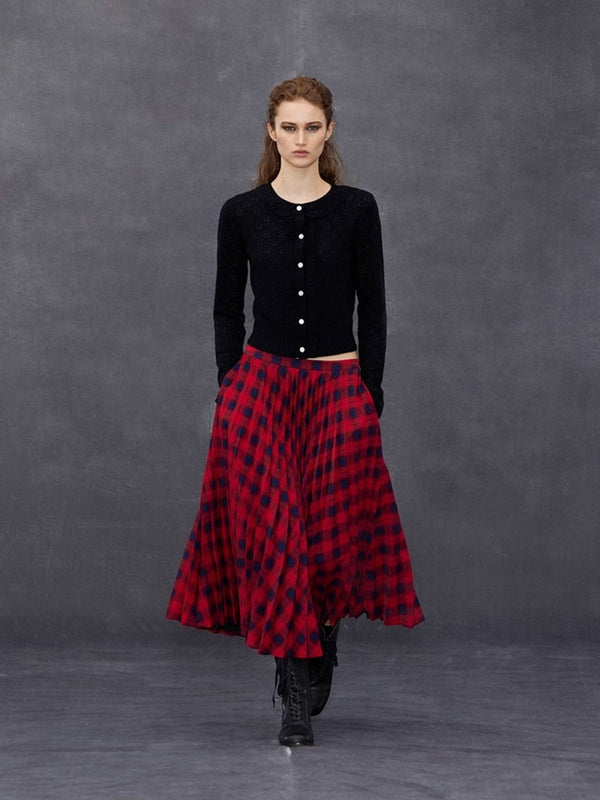 Round Neck Ruffled Short Wool Knit Cardigan「NEW」