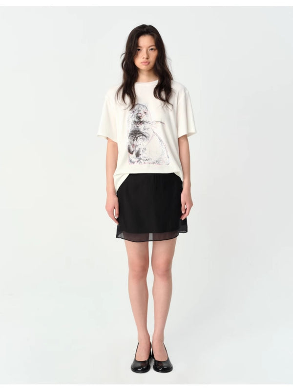 Double Layer Acetate Mesh Midi Skirt