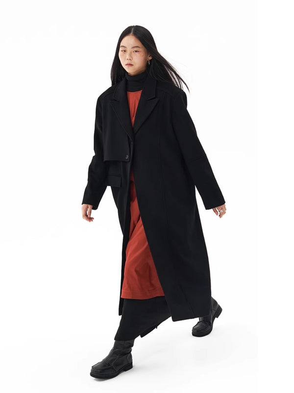 Black H-shaped Cashmere Coat