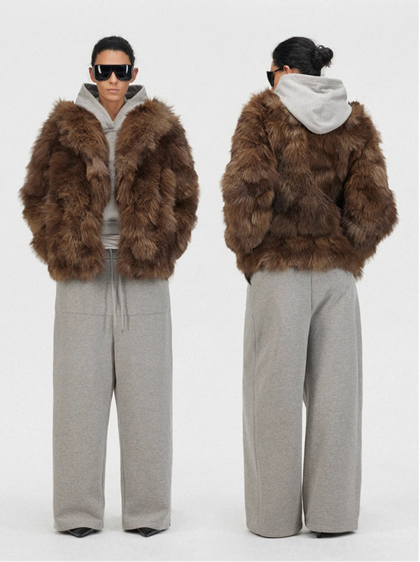 Lapel Waist Eco-friendly Fur Coat「NEW」