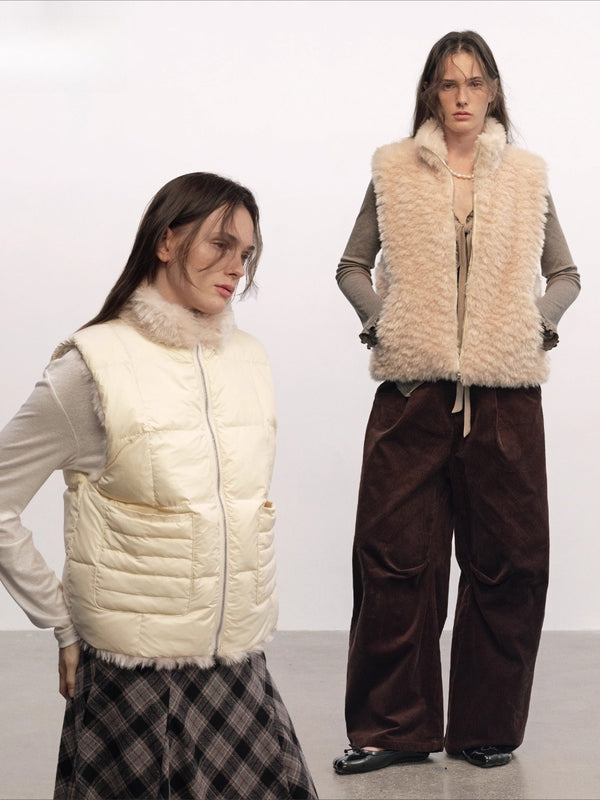 Eco-friendly Fur Double-sided Down Vest Jacket「NEW」