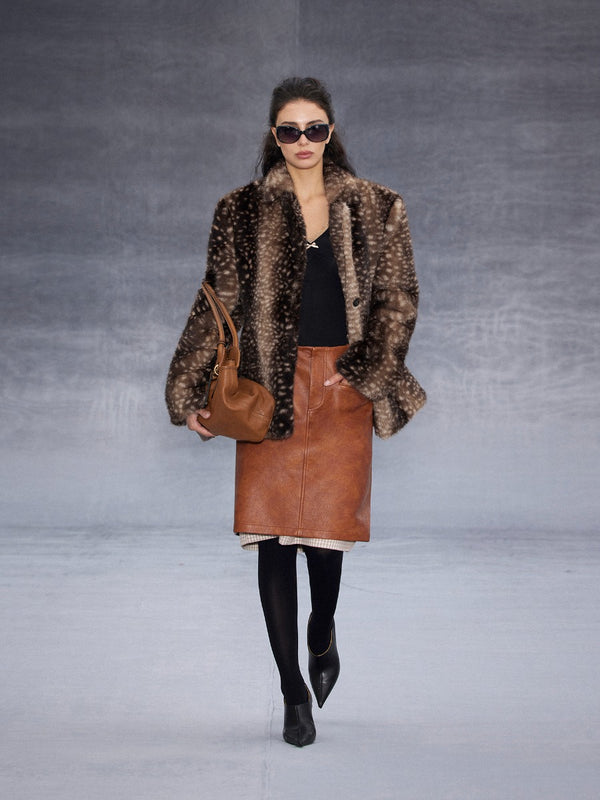 Retro Deer Print Fur Blazer「NEW」