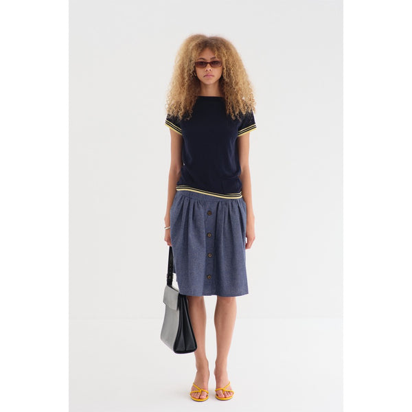 Retro Two-tone Anti-pilling Striped Knitted Short-sleeves