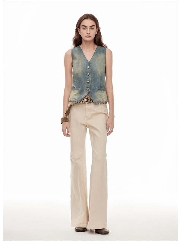 Washed Twisted Bootcut Jeans