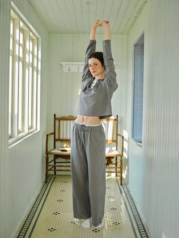 Pima Cotton Henley Two-Piece Lounge Set
