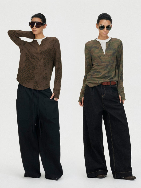 Camouflage Leopard Print Long-Sleeve T-Shirt「NEW」