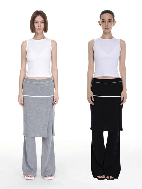 Fake Two-piece Flared Skirt Pants