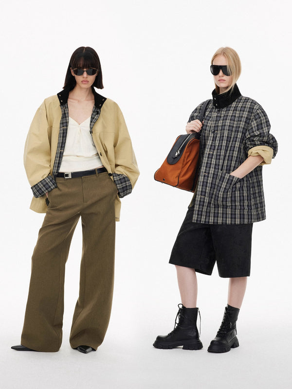 Vintage Corduroy Plaid Reversible Cotton Coat